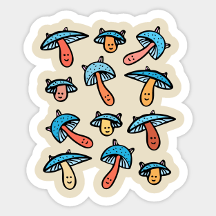 Cute and Colorful Mushroom Pattern Sticker